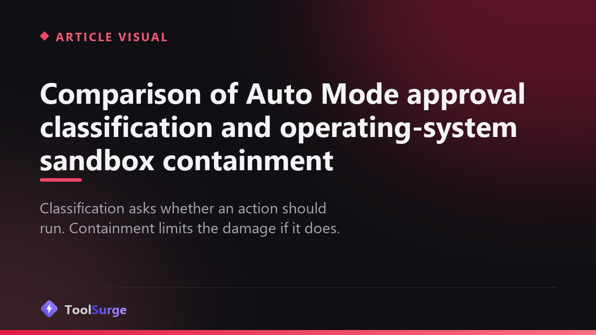 Comparison of Auto Mode approval classification and operating-system sandbox containment