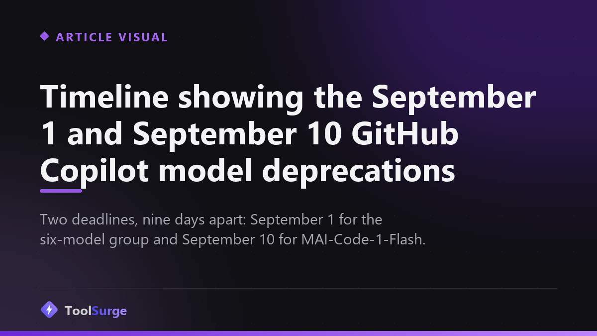 Timeline showing the September 1 and September 10 GitHub Copilot model deprecations