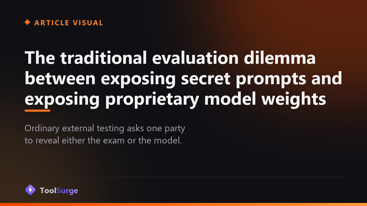 The traditional evaluation dilemma between exposing secret prompts and exposing proprietary model weights