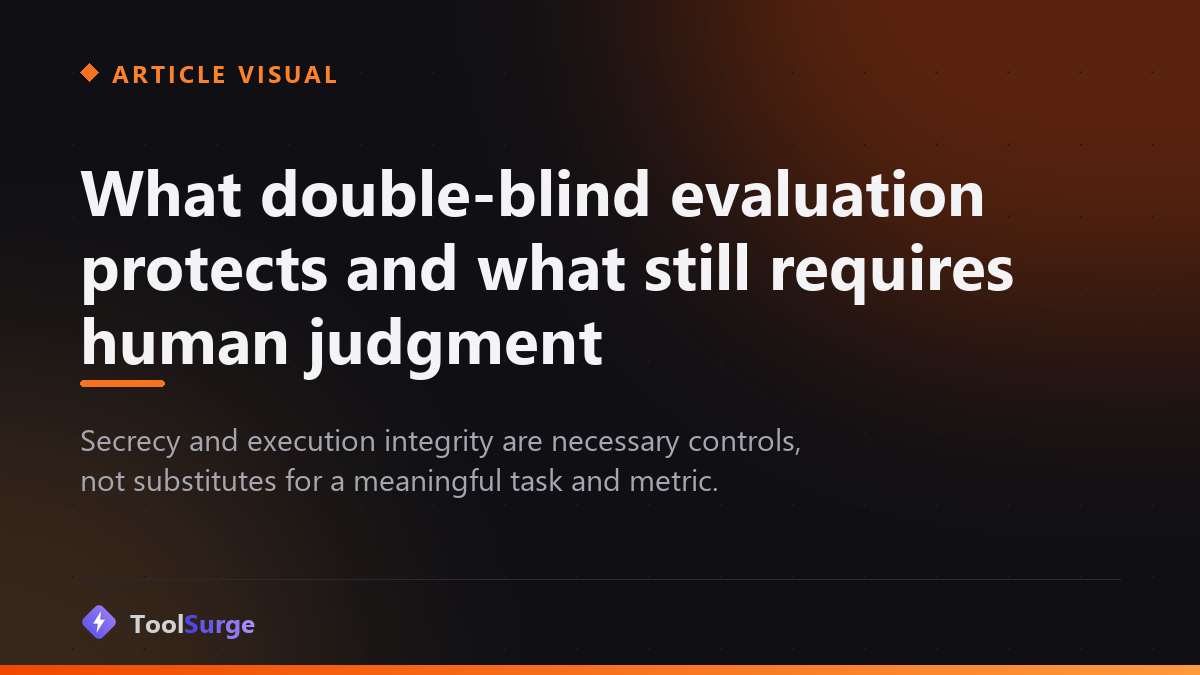 What double-blind evaluation protects and what still requires human judgment