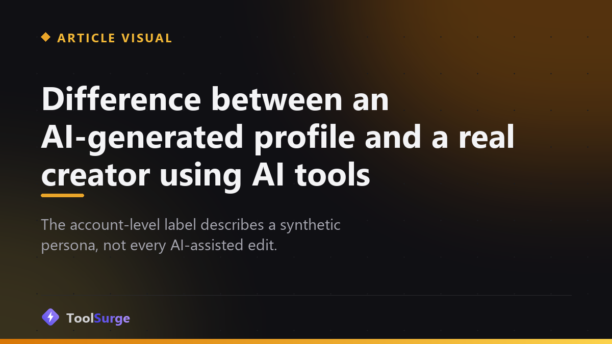 Difference between an AI-generated profile and a real creator using AI tools