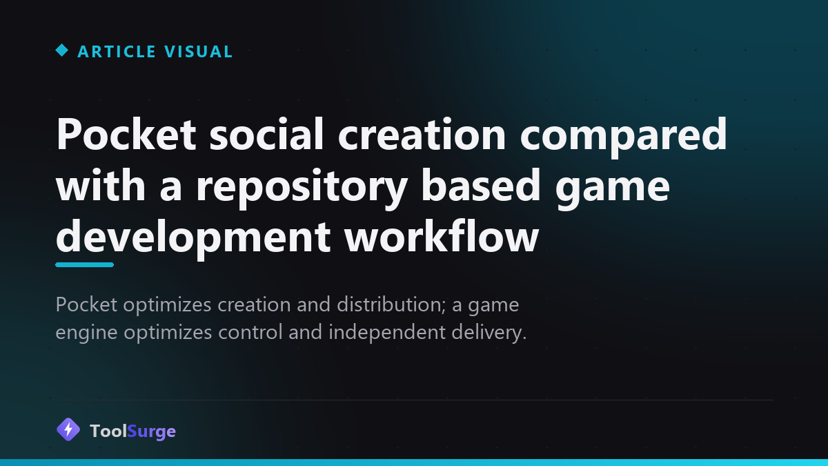 Pocket social creation compared with a repository based game development workflow