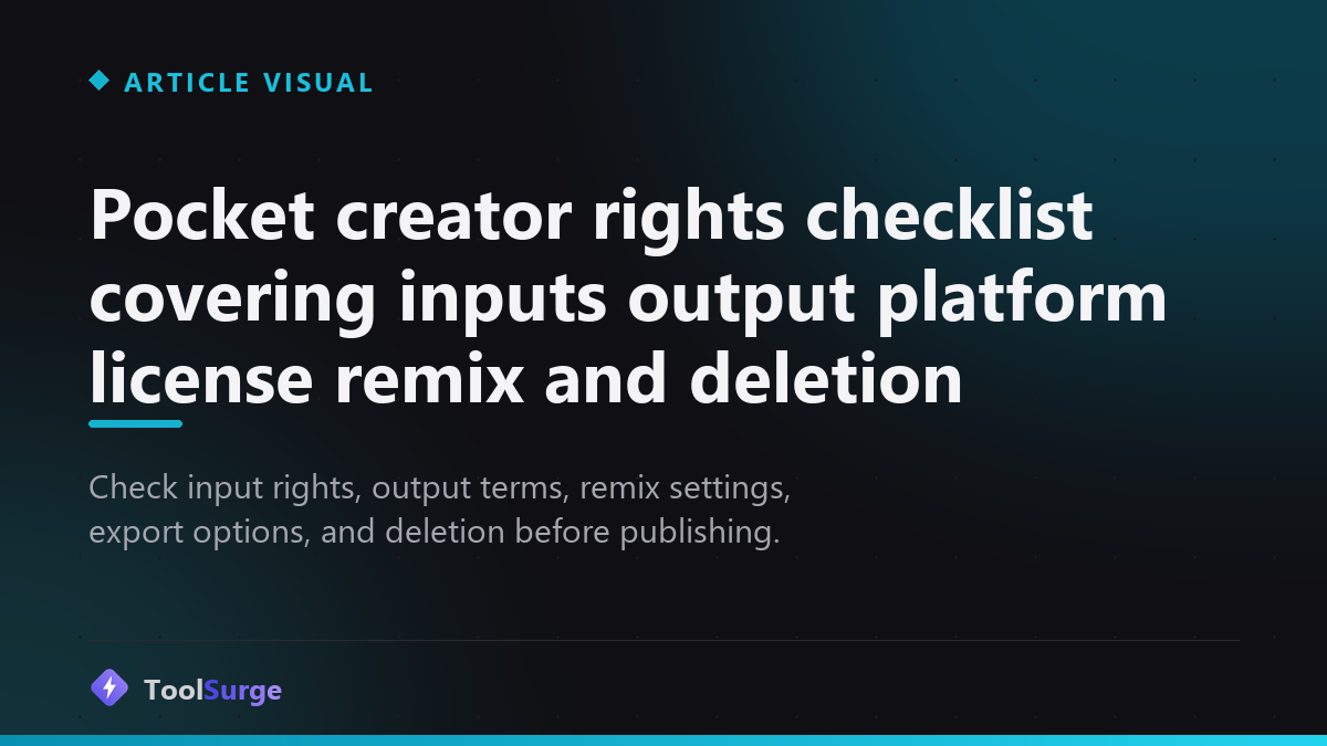 Pocket creator rights checklist covering inputs output platform license remix and deletion
